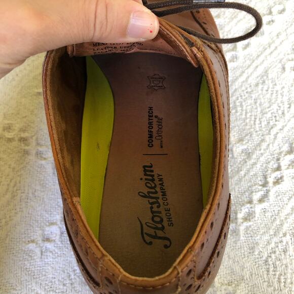 Florsheim Comfortech Ortholite Wingtip Single Shoe 10D Brown Leather Right - Picture 6 of 11